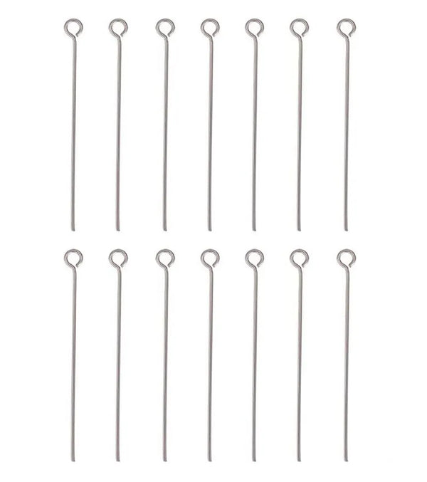 200pcs 304 Stainless Steel Eye Pins, 0.7mm/21 Gauge, Size Selections: 20mm/26mm/30mm/38mm/50mm