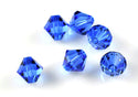100pcs Preciosa Faceted Bicone Crystal Beads, Sapphire (Blue), Size Selections: 3mm/4mm/6mm