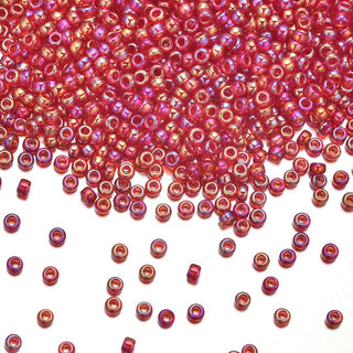 25g Miyuki Rocaille 11/0 Round Seed Beads Translucent Rainbow Ruby RR-298