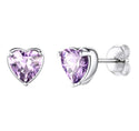 1 Pair 925 Sterling Silver June Love Heart Birthstone Stud Earrings, 6mm/0.84 Carat Cubic Zirconia CZ Created Alexandrite Stone, SSE79-6