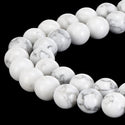 Natural White Howlite Gemstone Round Beads, 15 Inch/1 Strand, Size Selections: 4mm/6mm/8mm/10mm