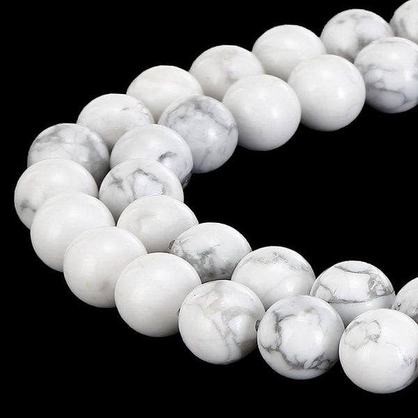 Natural White Howlite Gemstone Round Beads, 15 Inch/1 Strand, Size Selections: 4mm/6mm/8mm/10mm