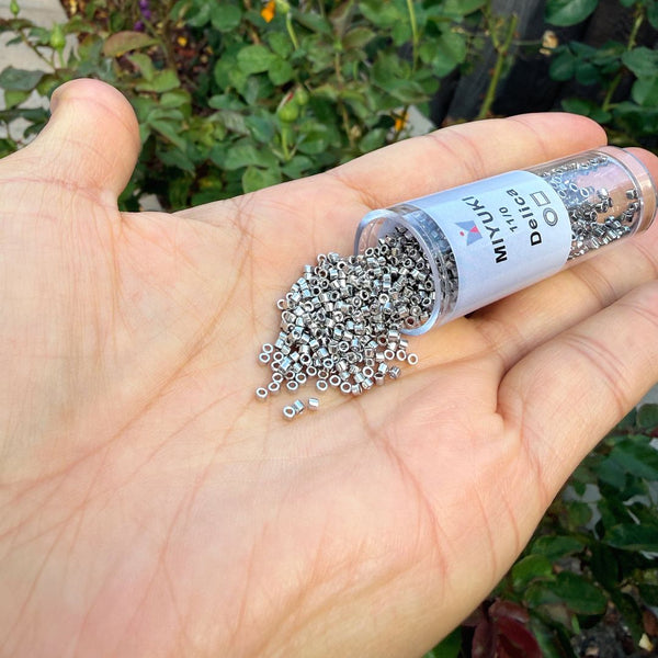 30g Miyuki Delica 11/0 Seed Beads, Opaque Palladium-Plated DB38