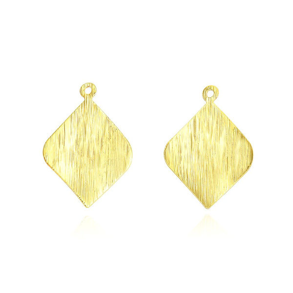10pcs 24mm Leaf Drop Pendants, Tarnish Resistant, 18K Yellow Gold Plated Brushed Brass, BF-B3