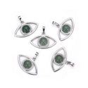 2pcs Natural Green Aventurine Gemstone Pendants, 33x18mm Evil Eye Stone Drops, G2P-L4