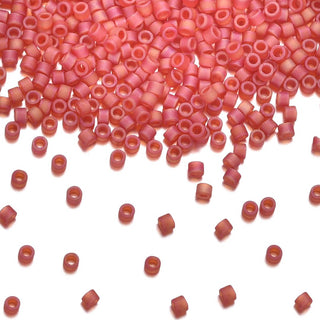 7.5g Miyuki Delica 11/0 Seed Beads, Matte Rainbow Red Orange DB856