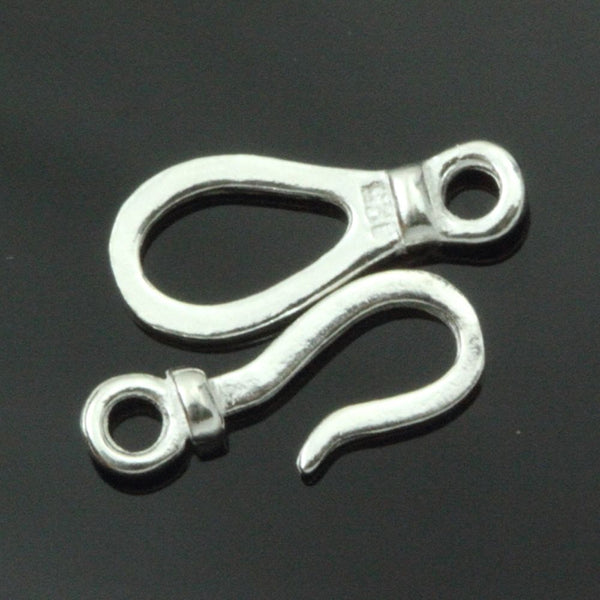 2 Sets 925 Sterling Silver Raindrop Shaped Toggle, S Hook Clasp, 14mm, SS26-CC
