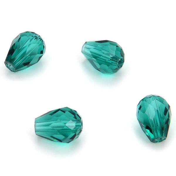 24pcs Adabele Austrian Faceted Teardrop Crystal Beads #5500, Emerald Green, 8mm x 6mm, Hole ID 1mm, SST-824