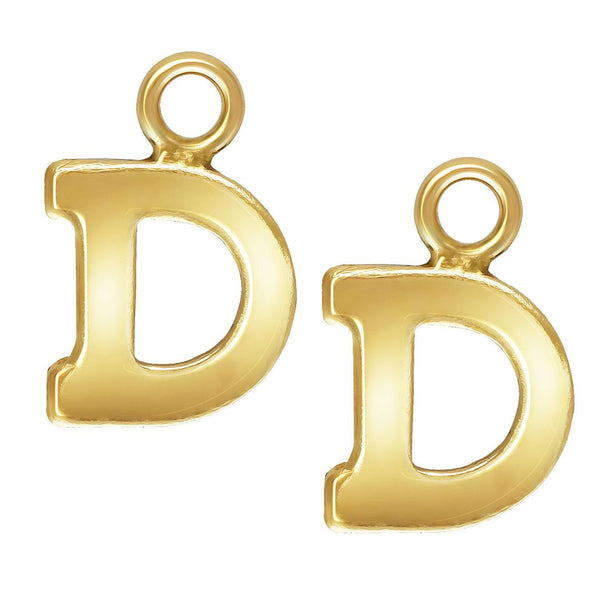 1pc Real 1/20 14K Gold Filled Letter D, Small Alphabet Charm Drop, 5.2x5.6mm, JK12-A4