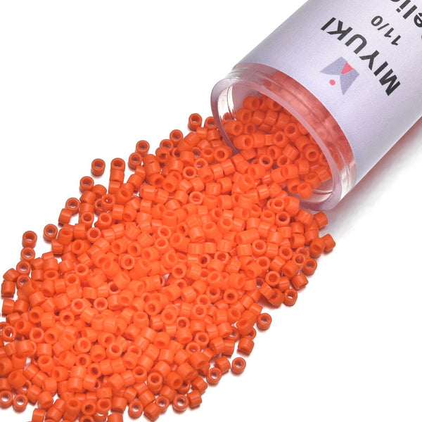 7.5g Miyuki Delica 11/0 Seed Beads, Opaque Orange DB722