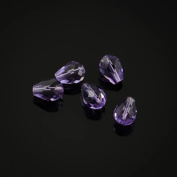 24pcs Adabele Austrian Faceted Teardrop Crystal Beads #5500, Tanzanite Purple, 8mm x 6mm, Hole ID 1mm, SST-826