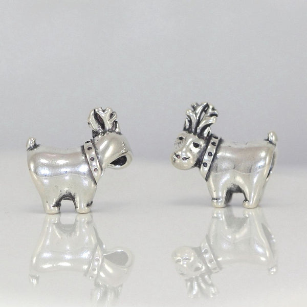 1pc Real Solid Sterling Silver Reindeer Charm Deer Bead, Compatible with Pandora All Other Charm Bracelets, EC485