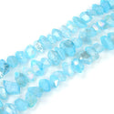 Natural Raw Crystal Quartz Nugget Drilled Gemstone Beads, Aqua Blue AB Titanium Coated Stone Nuggets, 15 Inch, GA-B7