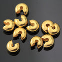 100pcs Tarnish Resistant Crimp Bead Knot Cover, 18K Yellow Gold Plated Brass, Size Selections: 3mm/4mm/5mm/6mm