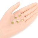 10pcs Grade A August Peridot Green Birthstone Links, 18K Yellow Gold Plated Stainless Steel, Tarnish Resistant, 6mm, CCP35-8