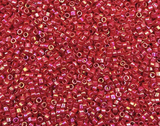 30g Miyuki Delica 10/0 Tube Seed Beads, Opaque Rainbow Red DBM162