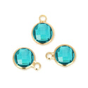 10pcs Grade A December Blue Birthstone Charm Drops, 18K Yellow Gold Plated Brass, 6mm Small, CCP2-G12