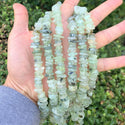 Natural Green Prehnite Crystal Gemstone Flat Coin Chip Beads, Irregular, 7mm-10mm, Hole ID 1mm, 15 Inch/1 Strand, GZ7-7