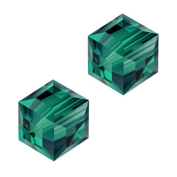 24pcs Adabele Austrian Faceted Cube Crystal Beads #5601, Emerald Green, Size Selections: 4mm/6mm/8mm