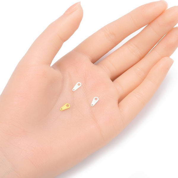 20pcs Sterling Silver Teardrop Chain End Tab, Tarnish Resistant Quality Tags, 8.5mm, Small, SS329-3