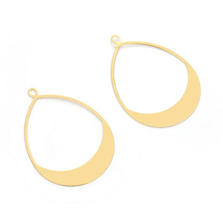 20pcs Raw Brass Large Teardrop Pear Pendant Drops, 49mm Connector, Unplated/Uncoated, CX-A33