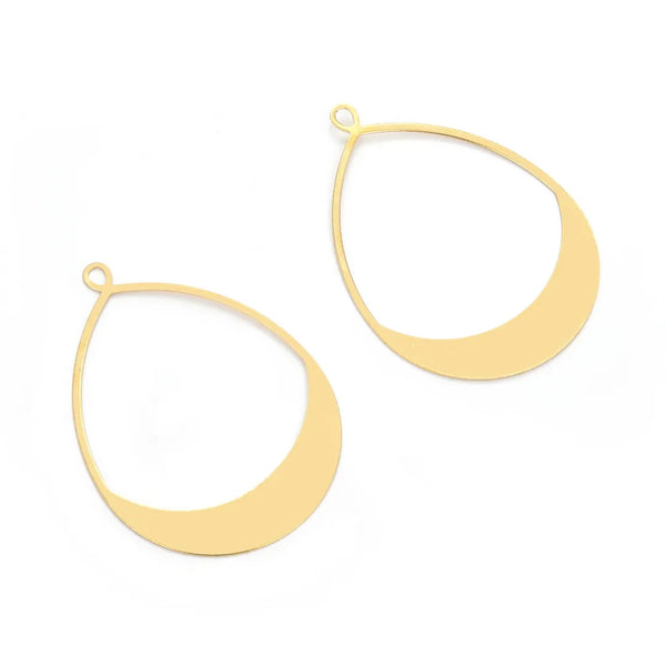 20pcs Raw Brass Large Teardrop Pear Pendant Drops, 49mm Connector, Unplated/Uncoated, CX-A33