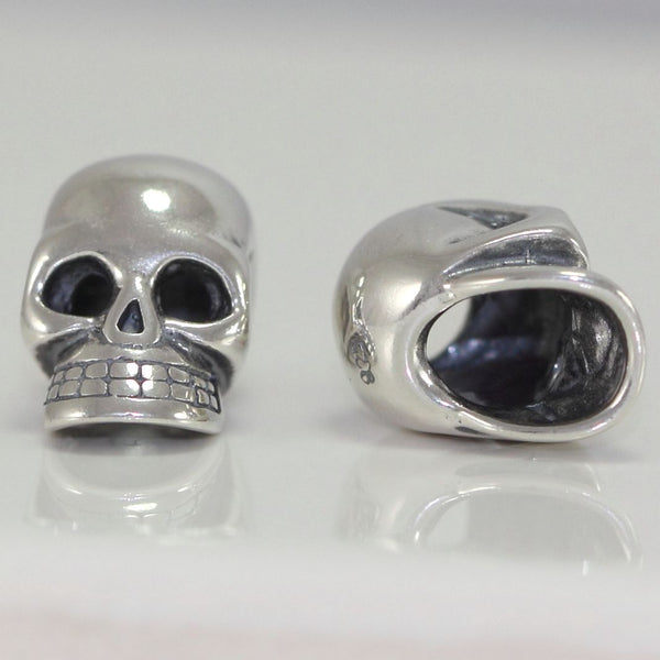 1pc Solid 925 Sterling Silver Skull Head Fearless Bead Charm, Compatible with Pandora All Other Charm Bracelet, EC24-B6