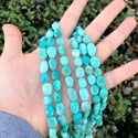 Natural Amazonite Amazonstone Gemstone Oval Tumbled Pebble Beads, Irregular, 7mm to 12mm, Hole ID 1mm, 15 Inch/1 Strand, GZ12-45