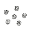 200pcs Rose Flower Beads, 7.3mm Double Sided Small Spacer Beads, Antique Silver, Hole ID 1.1mm, MC-M8