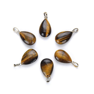 4pcs Natural Golden Yellow Tiger Eye Gemstone Pendants, 20x15mm Teardrop Stone Drops, G2P-T1