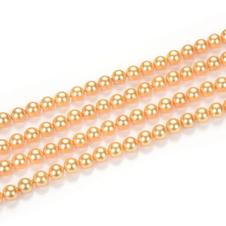 AAA Grade Natural Shell Pearl Round Beads, Freshwater Mother Of Pearl Nacre, Golden Yellow, 1 Strand/15 Inch, Size Selections: 4mm/6mm/8mm