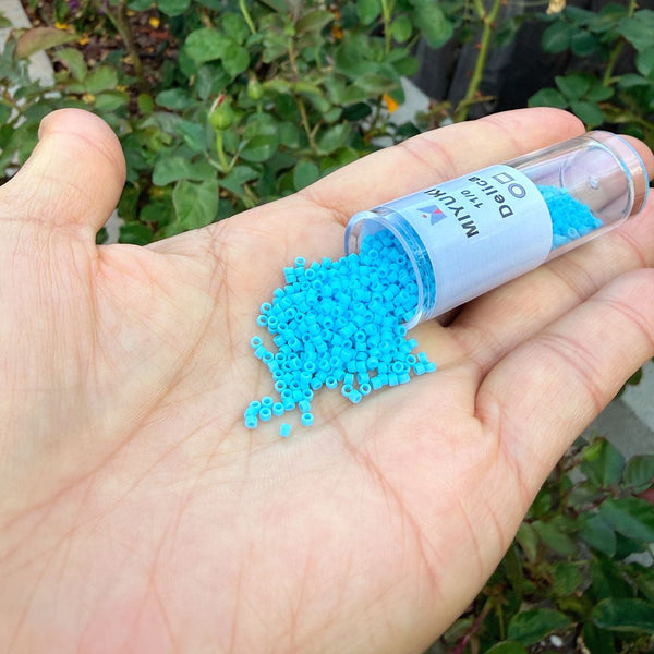 7.5g Miyuki Delica 11/0 Seed Beads, Opaque Matte Turquoise Blue DB755