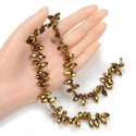 200pcs Creative Club Faceted Teardrop Briolette Crystal Glass Beads, Pendant Drop, Gold Aurum, 12x6mm, Hole ID 1mm, CCT2-33