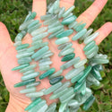 Natural Green Aventurine Gemstone Stick Point Beads, Irregular, 7mm-23mm Long, Hole ID 1mm 1 Strand/15 Inch, GZ5-9