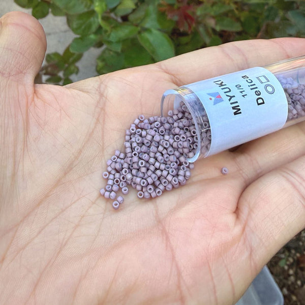 7.5g Miyuki Delica 11/0 Seed Beads, Matte Gold Luster Dusty Mauve DB379
