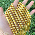 Natural Hematite Gemstone Round Beads, Gold Plated, 15 Inch/1 Strand, Size Selections: 6mm/8mm/10mm