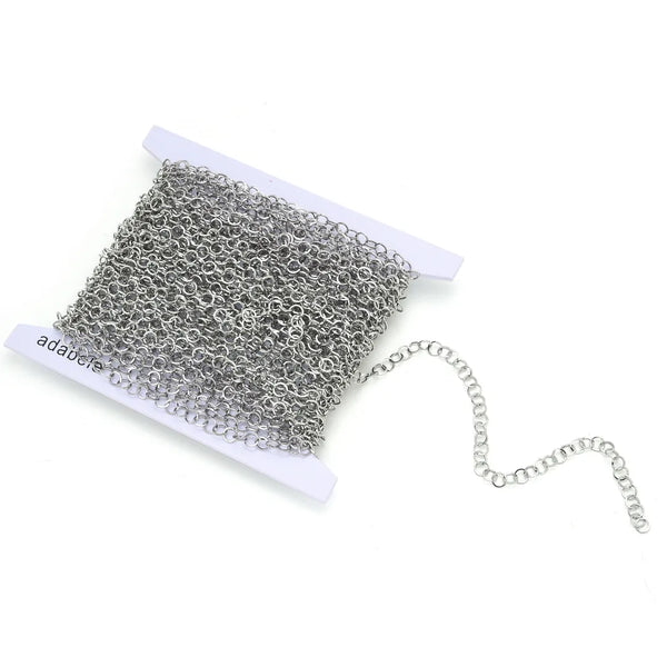 33ft 304 Stainless Steel Flat Round Link Chain – (4mm/5mm)