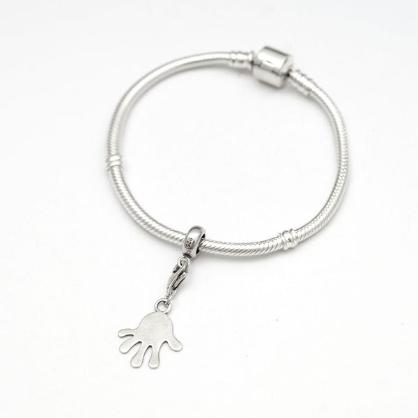 1pc Solid 925 Sterling Silver Victory Hand Charm Dangle Bead Charm, Compatible with Pandora All Other Charm Bracelet, EC36