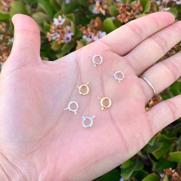 10pcs 925 Sterling Silver Springring Clasps, Open Ring, Tarnish Resistant Rhodium Plated, Size Selections: 5mm/7mm