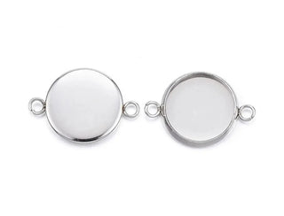 50pcs 304 Stainless Steel Round Bezel Cup Connector Settings (6mm/8mm/10mm/12mm)