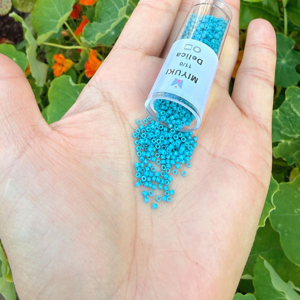 7.5g Miyuki Delica 11/0 Seed Beads Opaque Matte Capri Blue Light Blue DB798