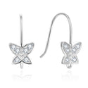 2 Pairs 925 Sterling Silver Fancy Butterfly Design Fish Earring Hooks, Cubic Zirconia CZ, Tarnish Resistant Rhodium Plated, 19mm, SS34