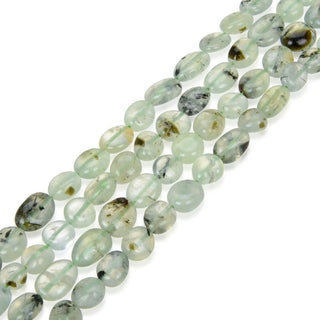 Natural Green Prehnite Crystal Gemstone Oval Tumbled Pebble Beads, Irregular, 7mm to 12mm, Hole ID 1mm, 15 Inch/1 Strand, GZ12-12