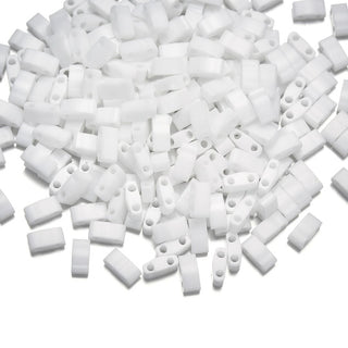 10g Miyuki Half Tila Seed Beads 5x2.3mm, Opaque White (HTL-402)