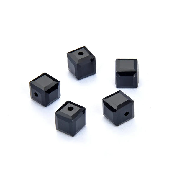 24pcs Adabele Austrian Faceted Cube Crystal Beads #5601, Jet Black, Size Selections: 4mm/6mm/8mm