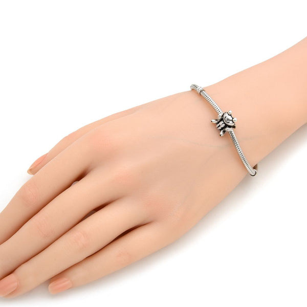 20pcs Cute Frog Symbol of Abundance Large Hole Beads, Hole ID 4.5mm, Antique Silver, Zinc Alloy Metal, MEC-A15