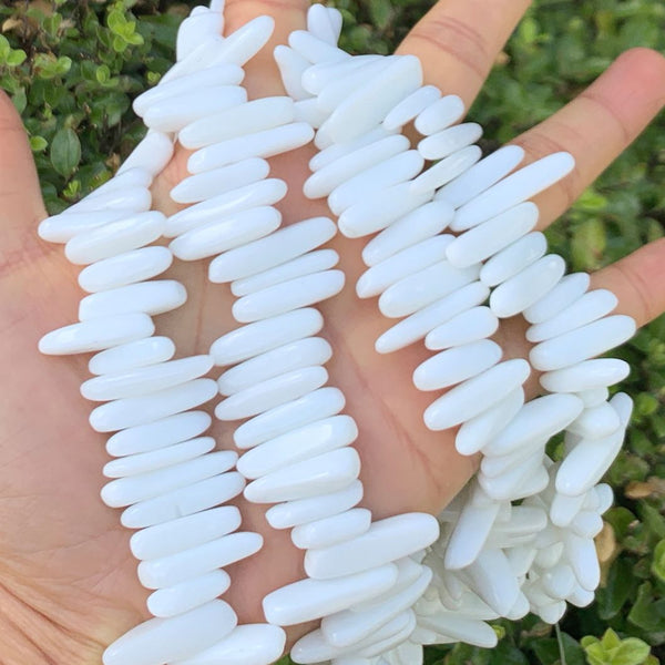 Natural White Alabaster Gemstone Stick Point Beads, Irregular, 7mm-23mm Long, Hole ID 1mm 1 Strand/15 Inch, GZ5-18