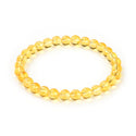 1 Strand Stretch Natural Yellow Citrine Crystal Beaded Gemstone Bracelet, 6mm Beads, Length Selections: 7 inch/7.5 inch/8 inch