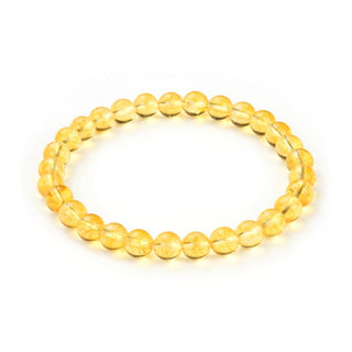 1 Strand Stretch Natural Yellow Citrine Crystal Beaded Gemstone Bracelet, 6mm Beads, Length Selections: 7 inch/7.5 inch/8 inch