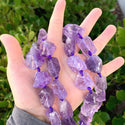 1 Strand Natural Raw Light Purple Amethyst Crystal Gemstone Beads, Medium Size Drilled Rough Nugget Stone,15 Inch GA-F2